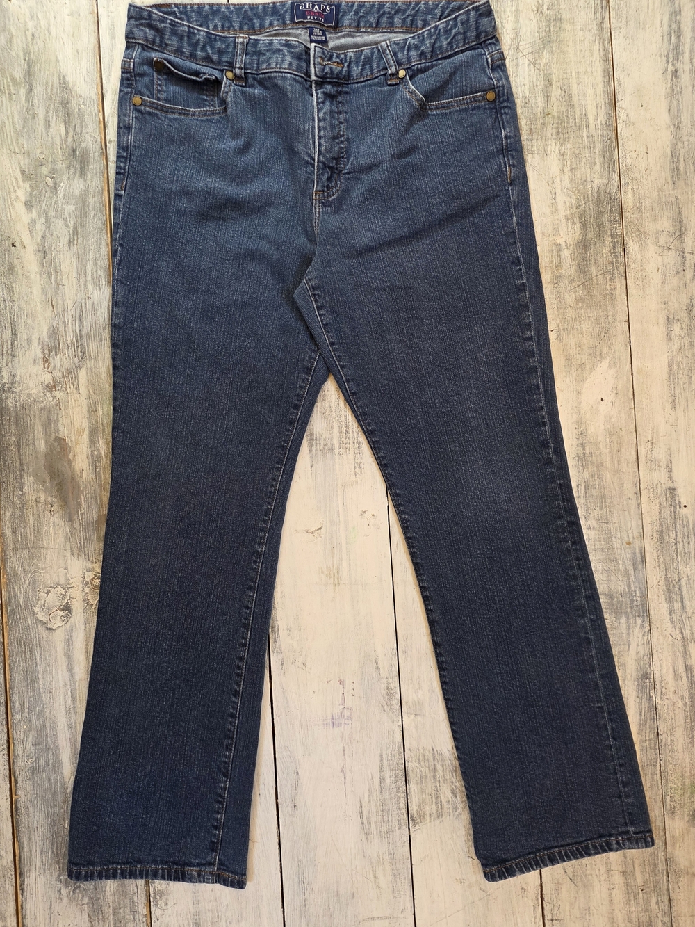 Chaps Women's Classic Straight Leg Jeans in Indigo Blue sz 12 Petite